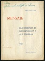 Mensaje del gobernador de Cundinamarca a la H. asamblea (1948)