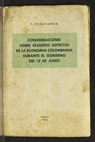 Consideración sobre algunos aspectos de la economía colombiana durante el gobierno del 13 de junio (1961)