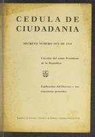 Cédula de ciudadanía (Decreto número 1978 de 1934-octubre 7): Explicación del decreto e instrucciones generales (1934)
